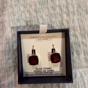 Christian Siriano Red Glass Stone Earrings